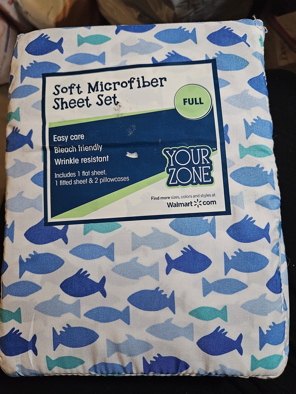 Full Soft Microfiber Sheet Set - Blue Fish Print